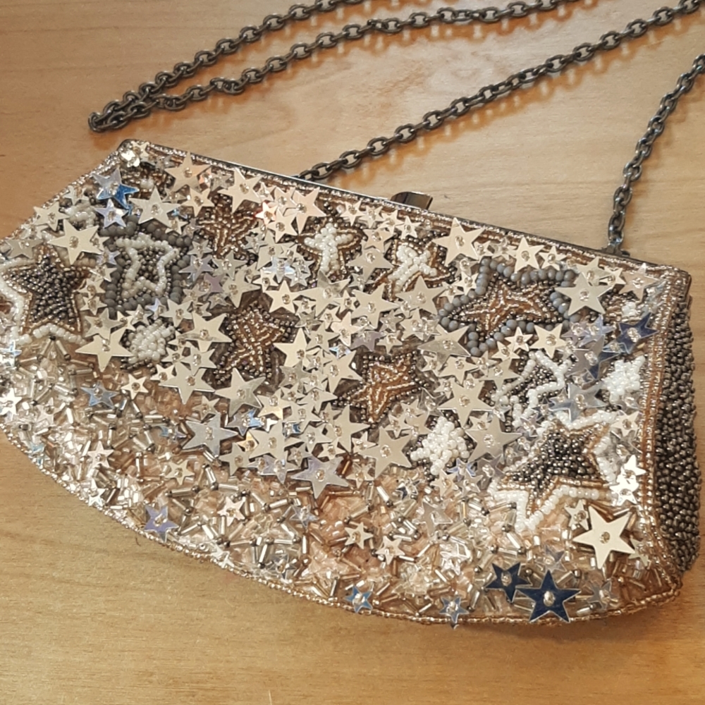 Nordstrom beaded and sequinned starry shoulder or clutch purse.